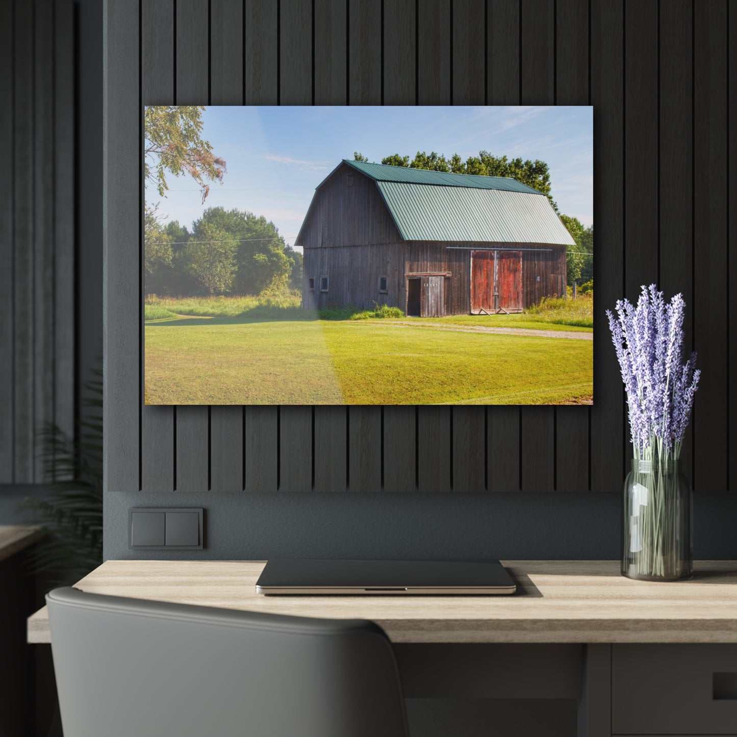 U R There Photography Red Door Barn of Mount Morris Road Rustic Farmhouse Acrylic Wall Print