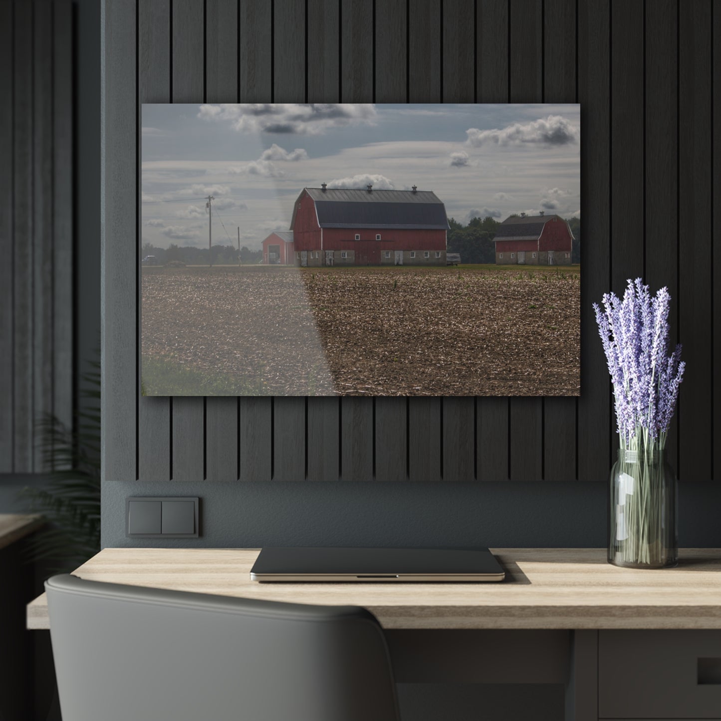 U R There Photography Wheeling Road Red Rustic Farmhouse Acrylic Wall Print