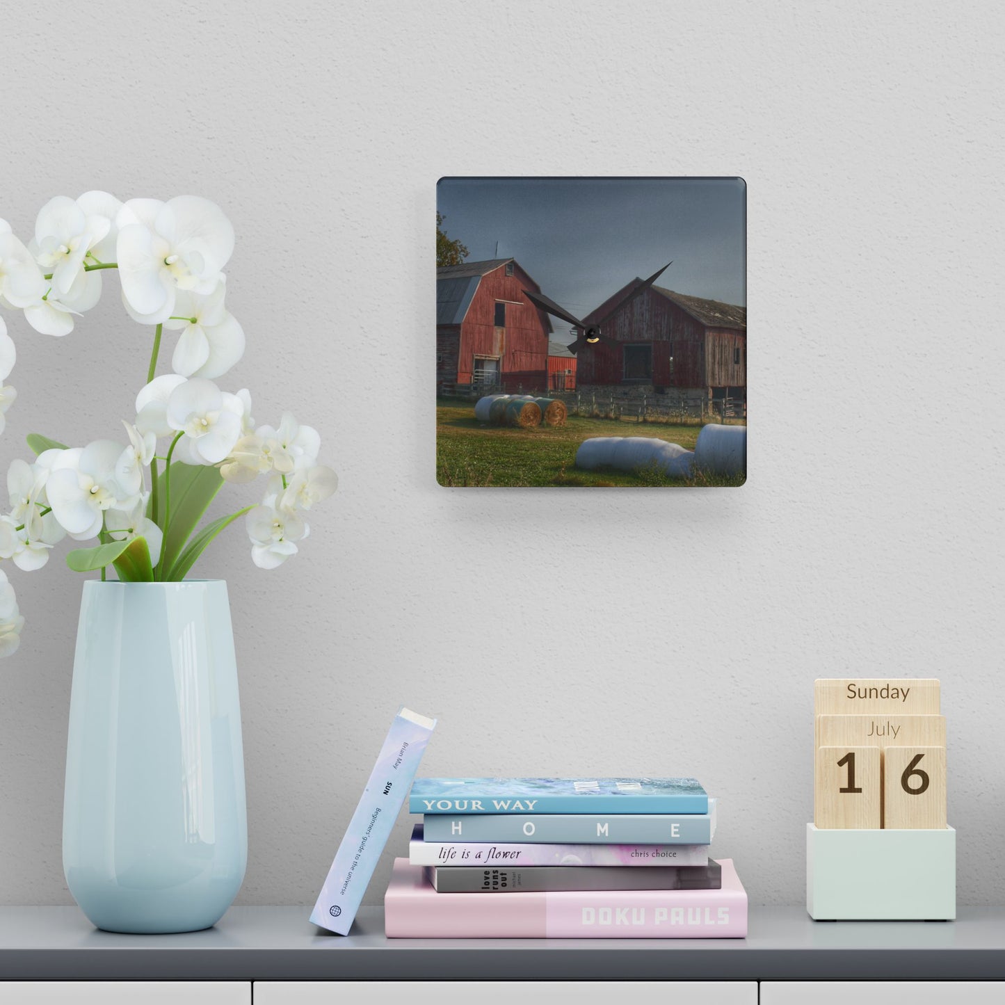 U R There Photography Irish Road Old Reds I Rustic Farmhouse Acrylic Analog Wall Clock