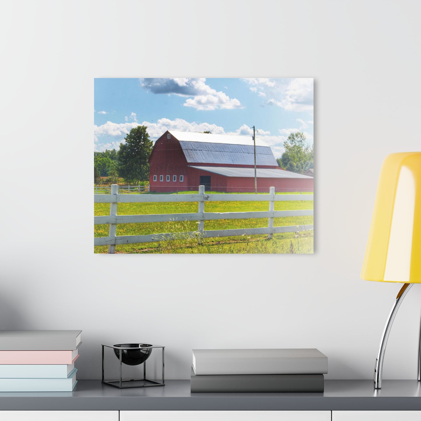 U R There Photography Burt Road Red Rustic Farmhouse Acrylic Wall Print