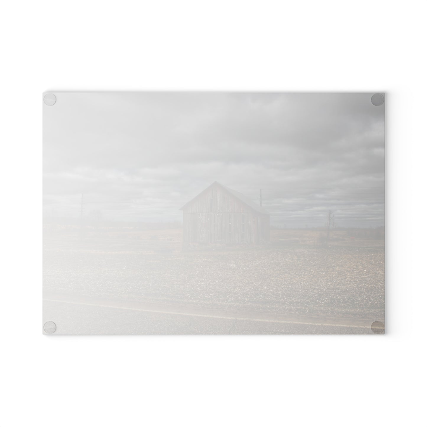 U R There Photography Barnes Road Little Red II Rustic Farmhouse Tempered-Glass Cutting Board