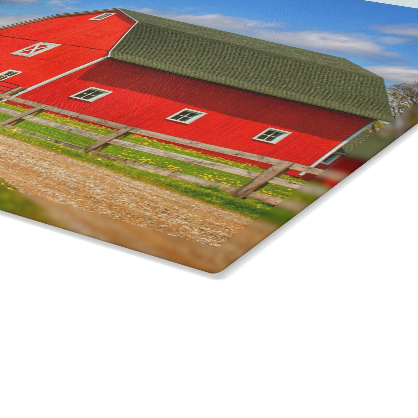 U R There Photography Sohn Road Reds Rustic Farmhouse Tempered-Glass Cutting Board