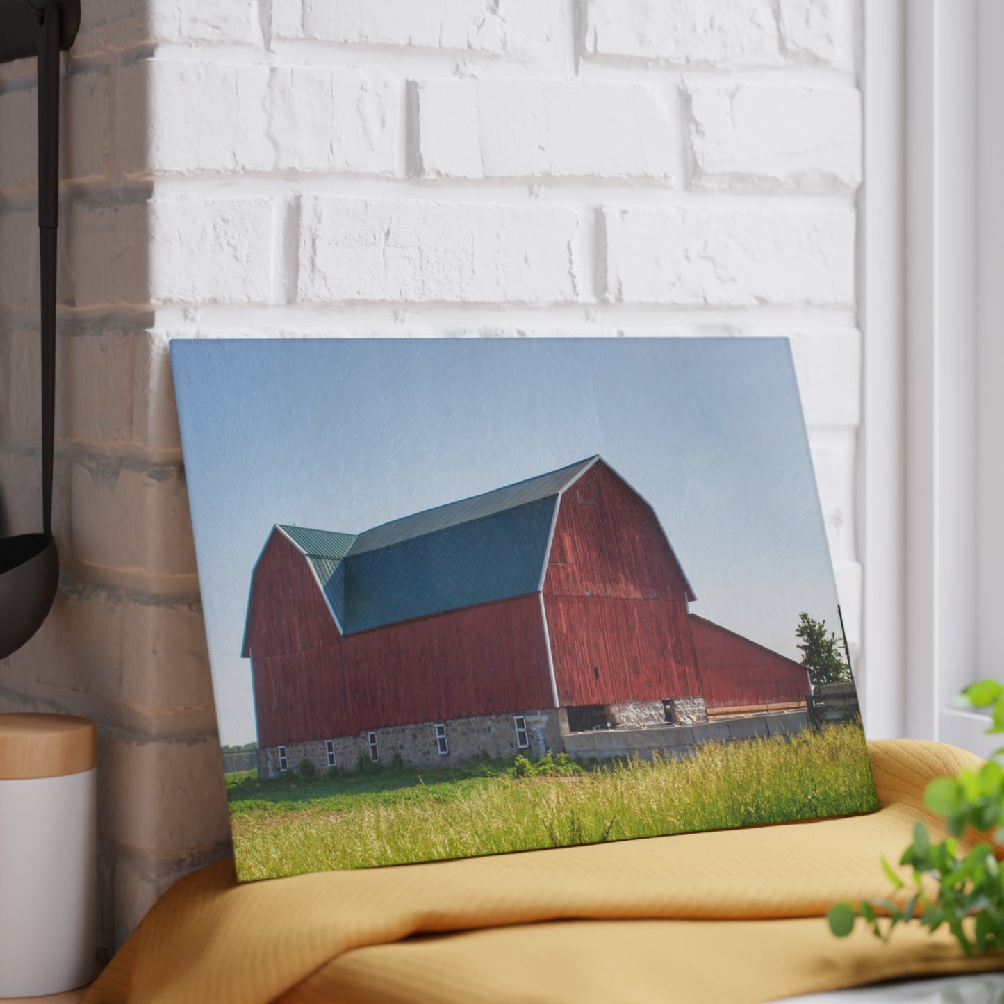 U R There Photography Burnside Red Rustic Farmhouse Tempered-Glass Cutting Board