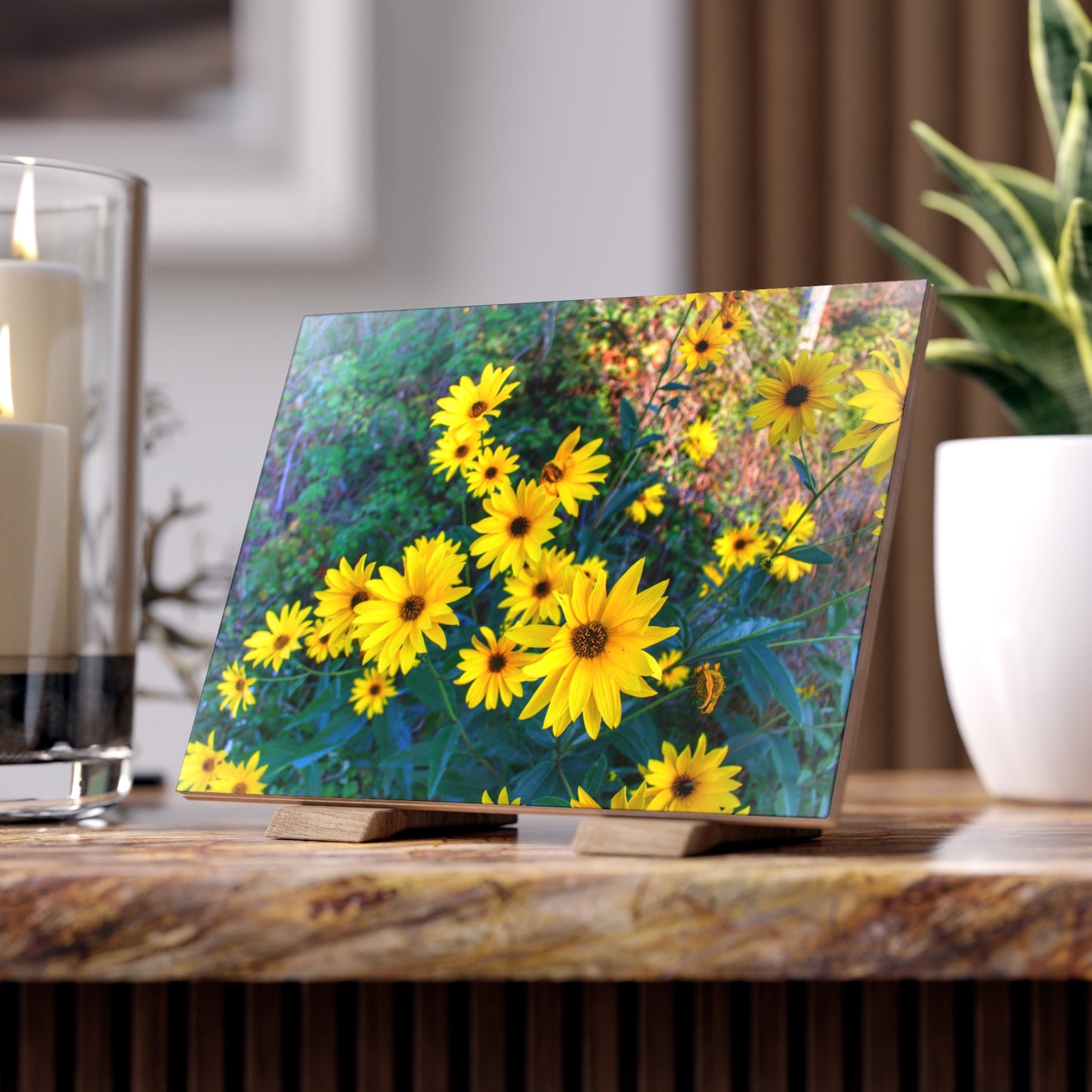 U R There Photography Bursts of Gold Rustic Farmhouse Decorative Ceramic Tile