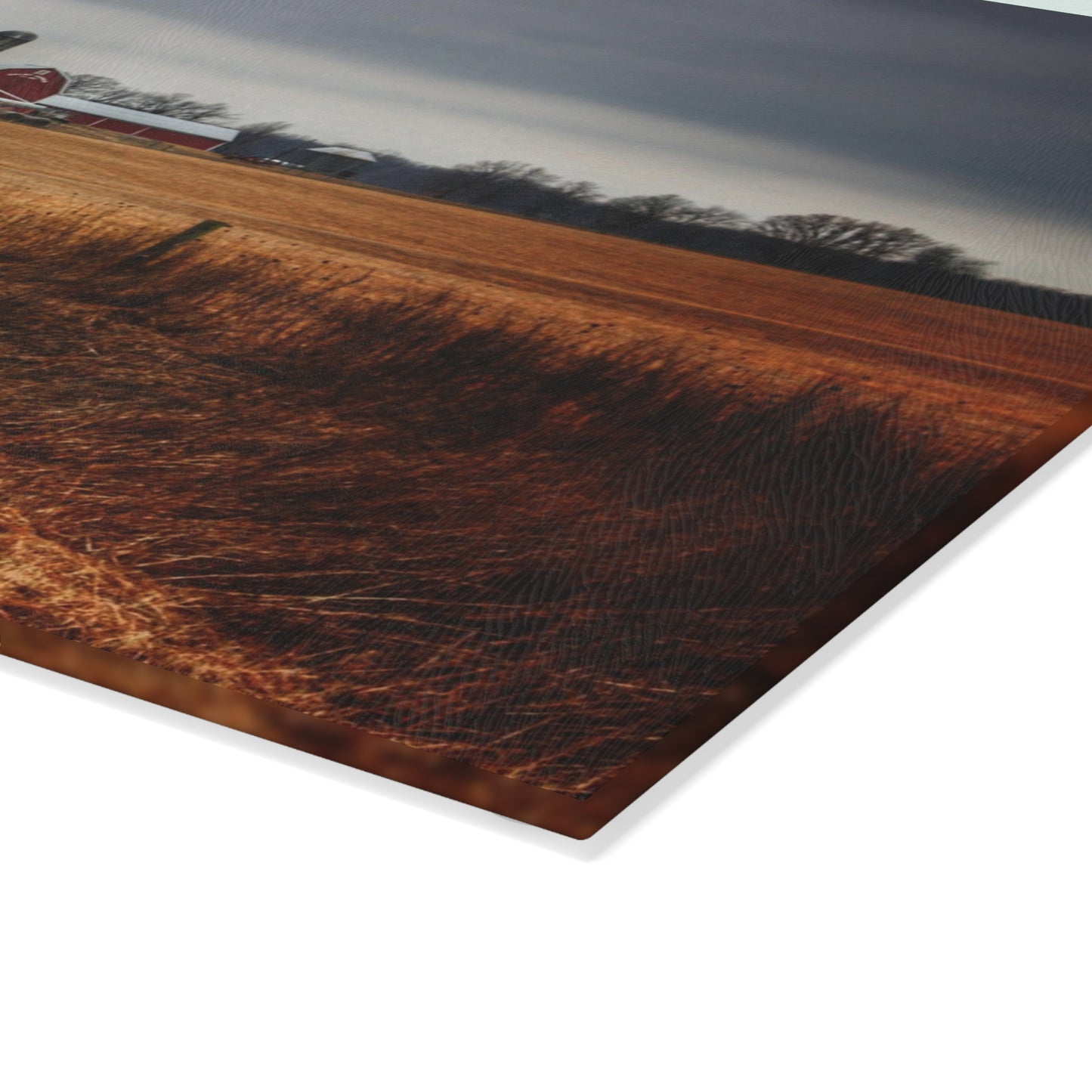 U R There Photography Across the Field on Daley Road Rustic Farmhouse Tempered-Glass Cutting Board