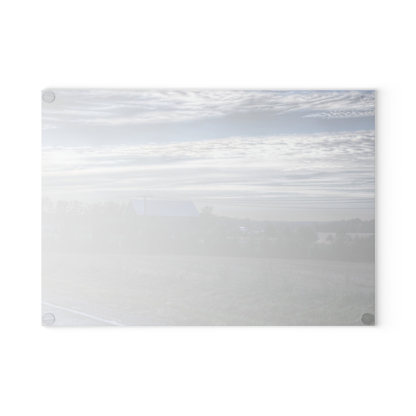 U R There Photography Burnside Road Grey Blues Rustic Farmhouse Tempered-Glass Cutting Board 8"x 11"