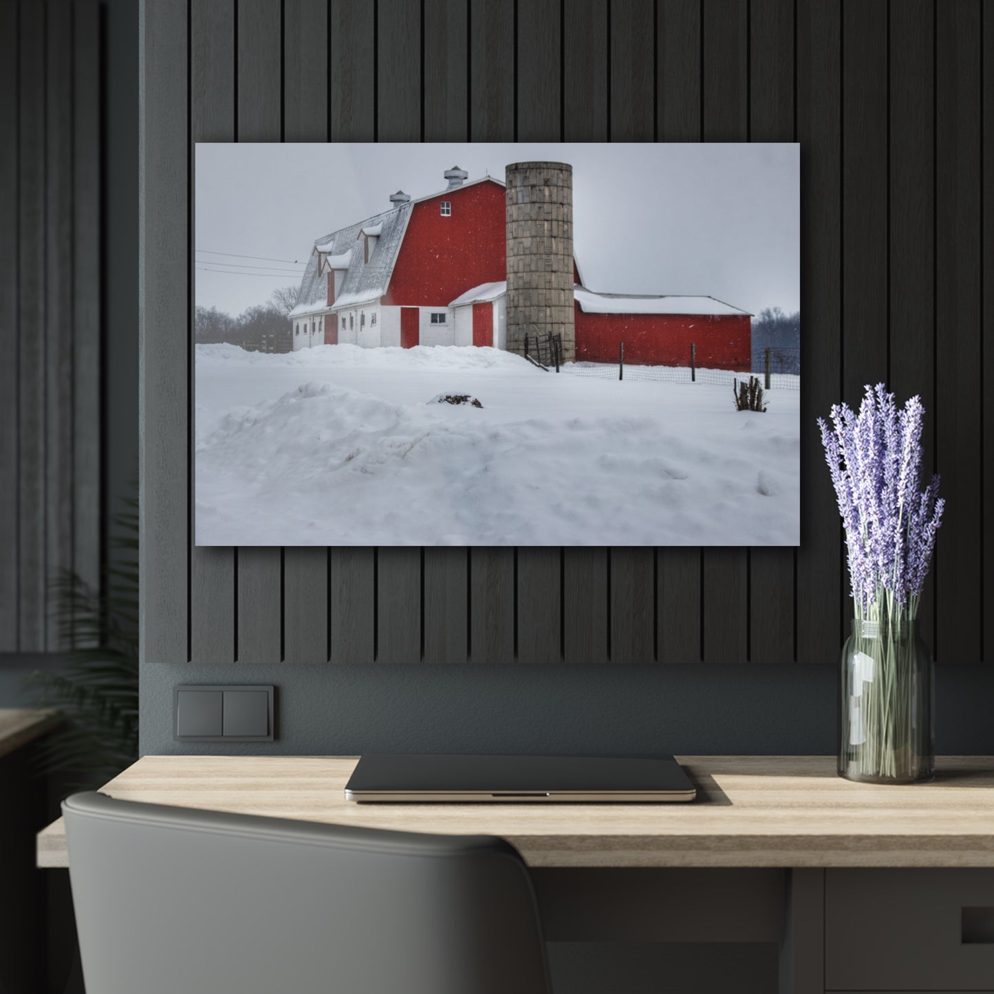 U R There Photography South Elba Block Red Rustic Farmhouse Acrylic Wall Print