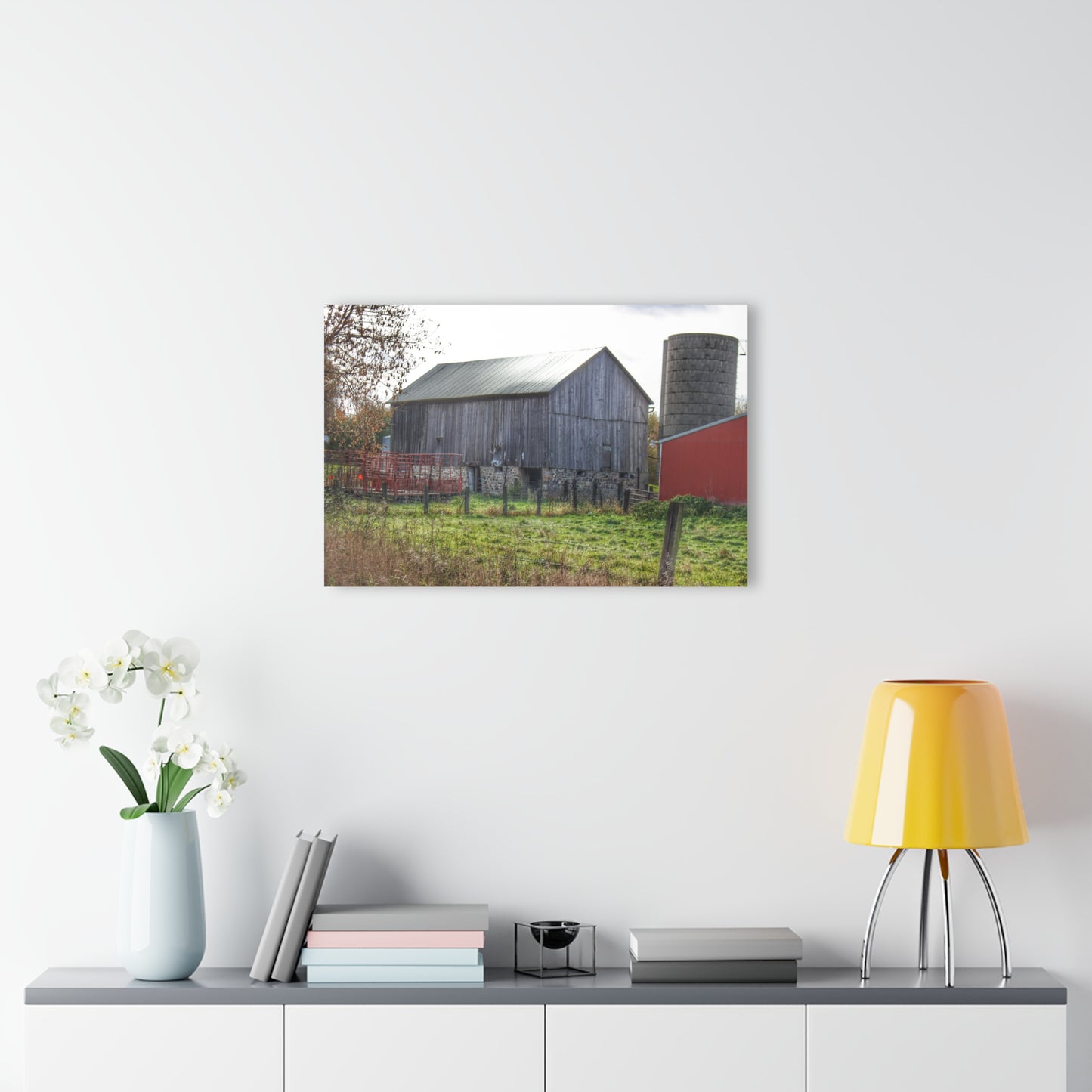 U R There Photography Slattery Road Fieldstone Grey Rustic Farmhouse Acrylic Wall Print