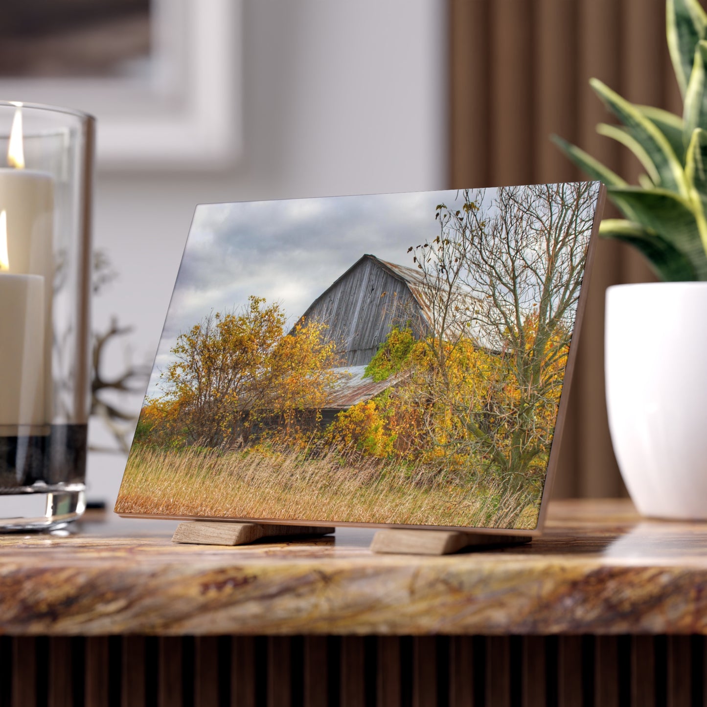 U R There Photography Church Road Grey IV Rustic Farmhouse Decorative Ceramic Tile