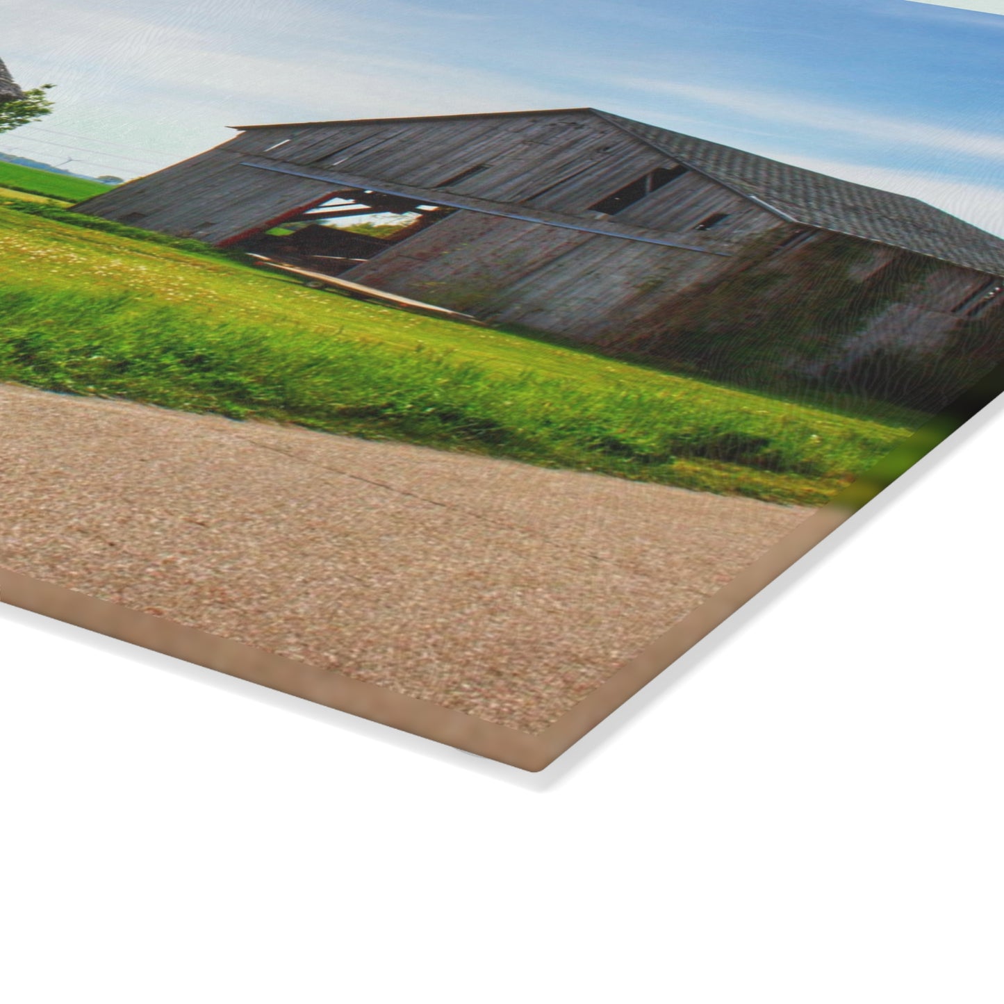 U R There Photography Caro Road Twin Greys I Rustic Farmhouse Tempered-Glass Cutting Board