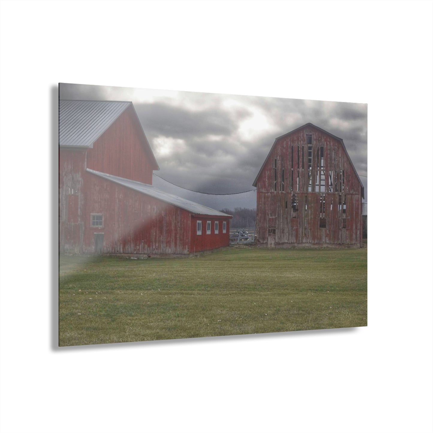 U R There Photography Church Road Reds Rustic Farmhouse Acrylic Wall Print