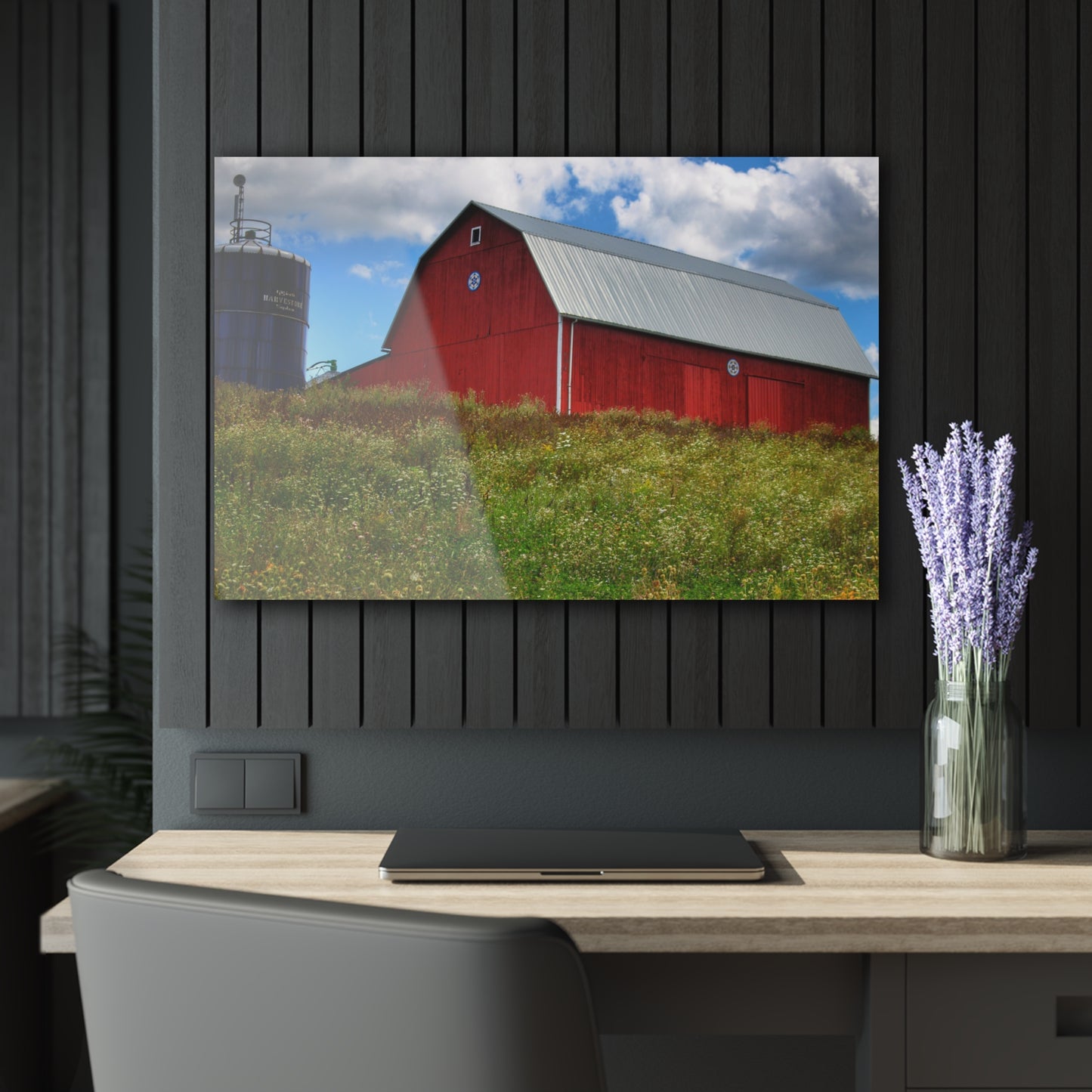U R There Photography South Henderson Road Hilltop Red III Rustic Farmhouse Acrylic Wall Print