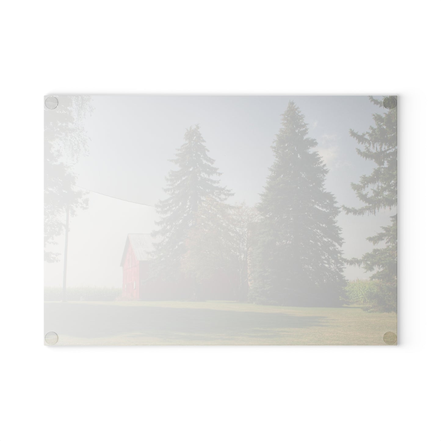 U R There Photography Small Red Barn Beneath the Pines Rustic Farmhouse Tempered-Glass Cutting Board