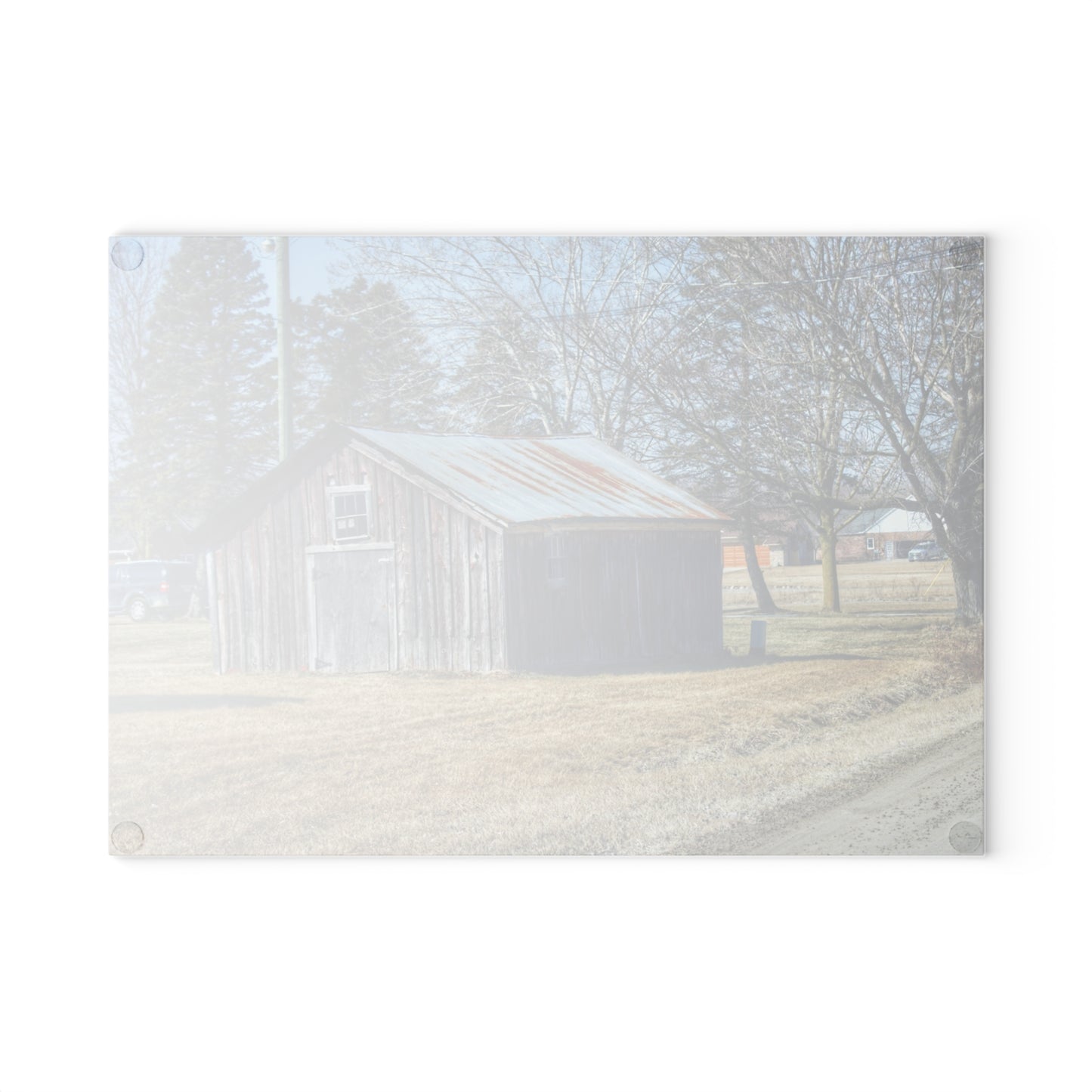 U R There Photography Ray Center Roadside Shack Rustic Farmhouse Tempered-Glass Cutting Board