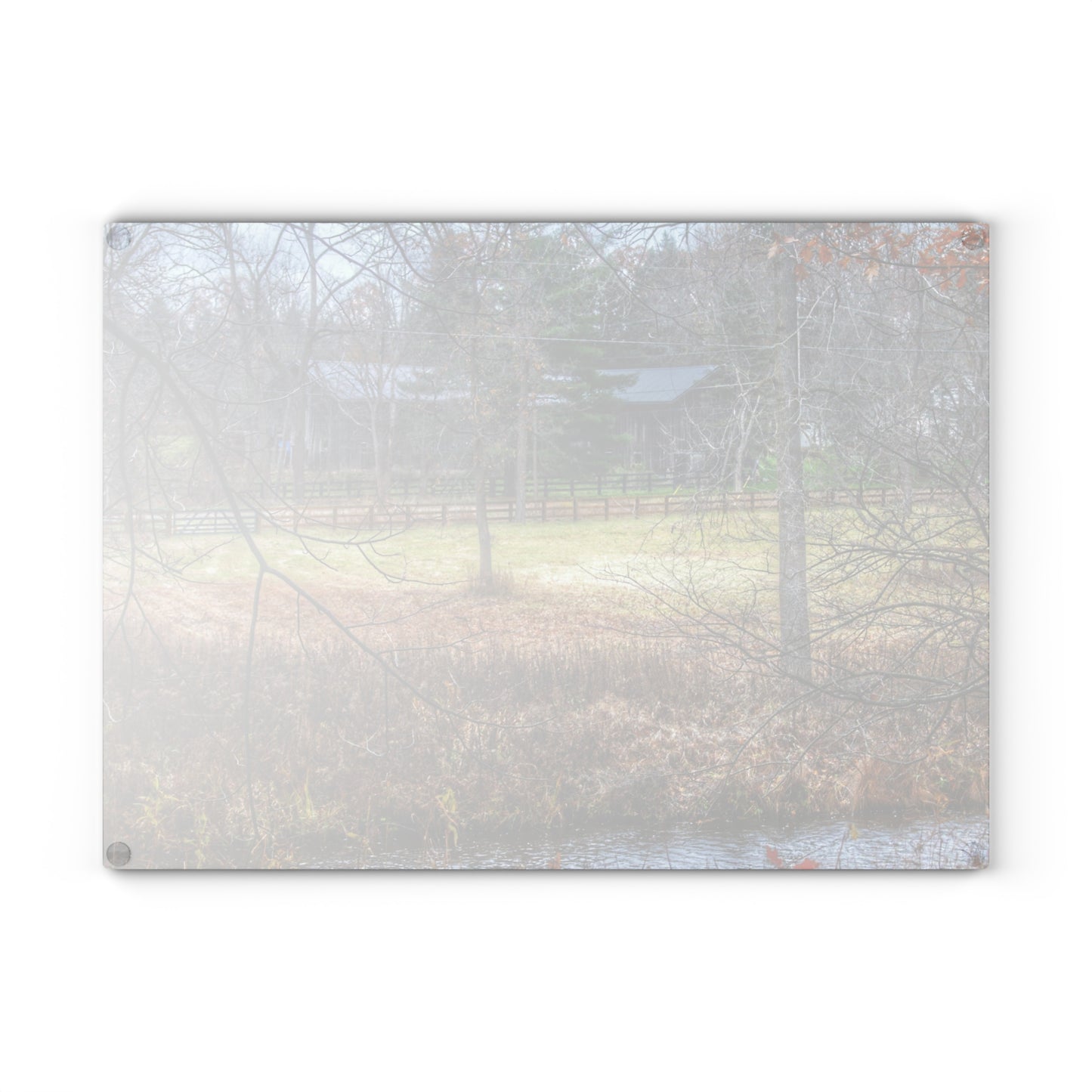 U R There Photography Brewer Road Hidden Grey Rustic Farmhouse Tempered-Glass Cutting Board