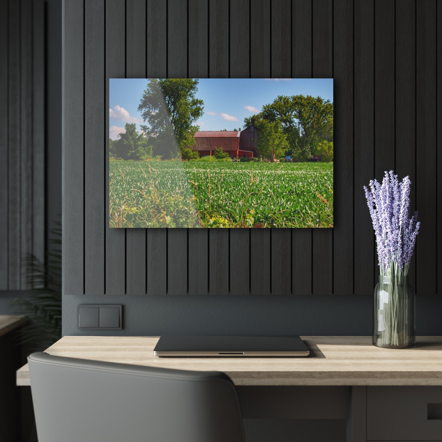 U R There Photography Canada Road Hidden Red Rustic Farmhouse Acrylic Wall Print