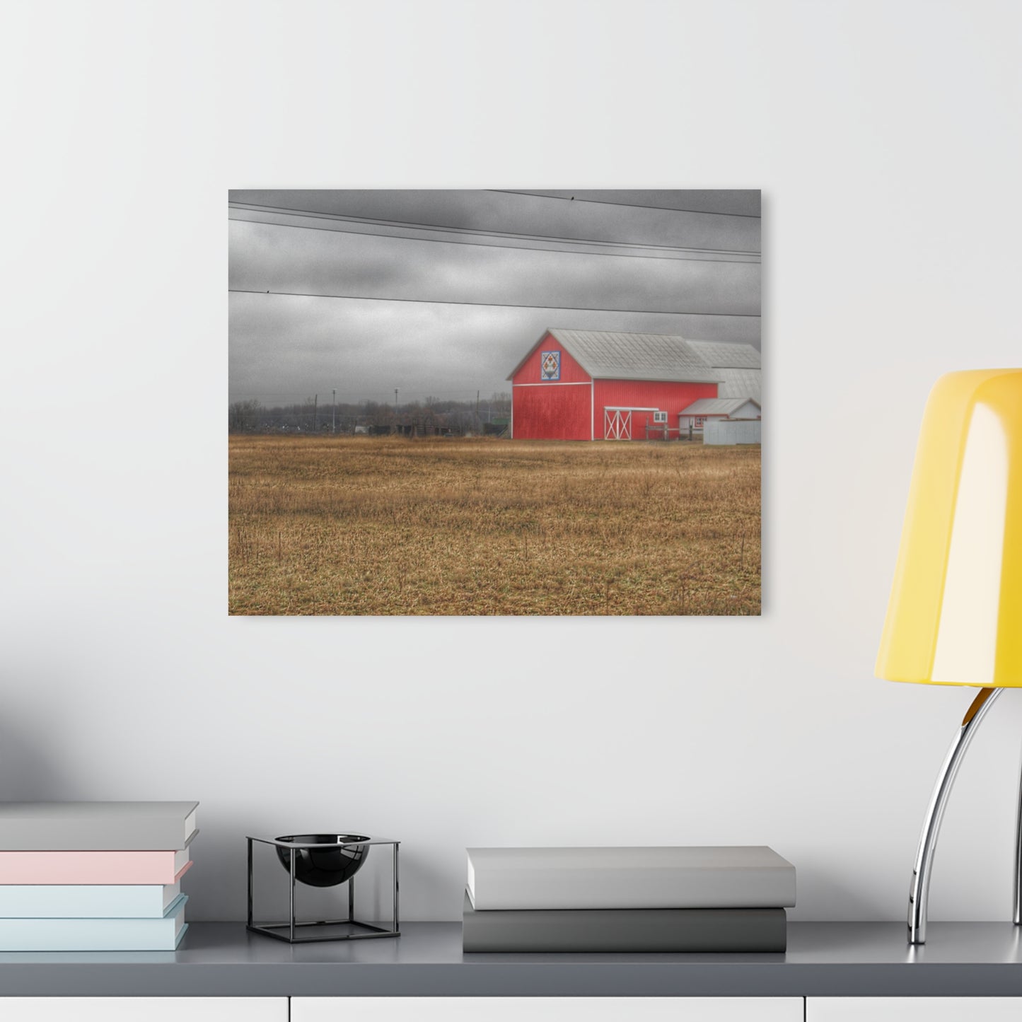 U R There Photography Barnes Road Quilted Red Rustic Farmhouse Acrylic Wall Print