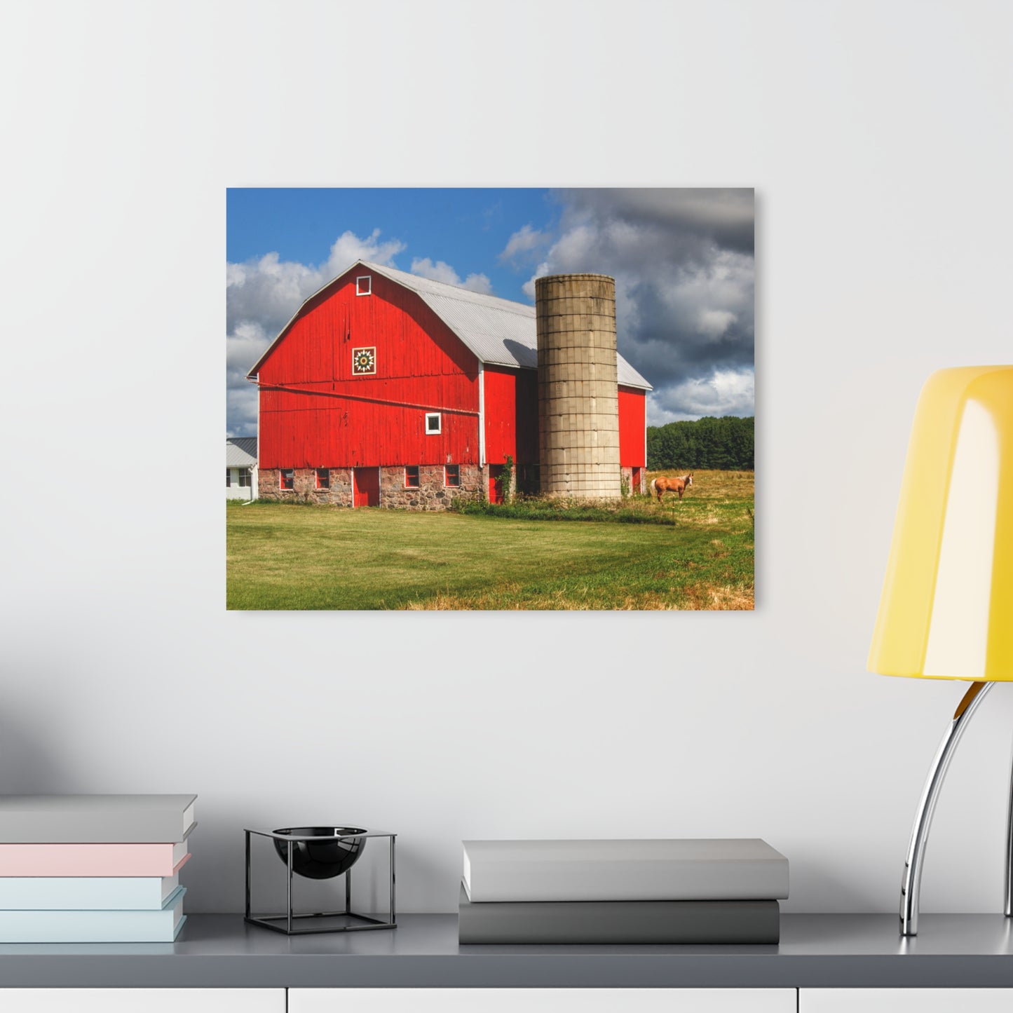 U R There Photography West Brown Road Red and Silo Rustic Farmhouse Acrylic Wall Print