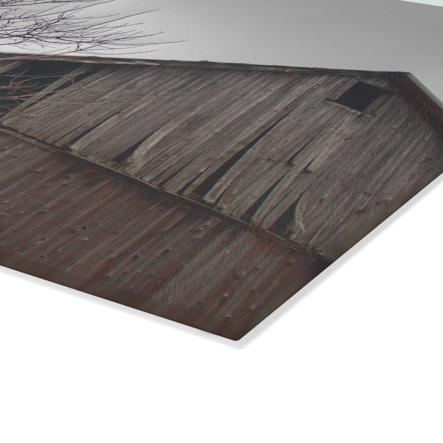 U R There Photography Brandon Hill Grey Rustic Farmhouse Tempered-Glass Cutting Board