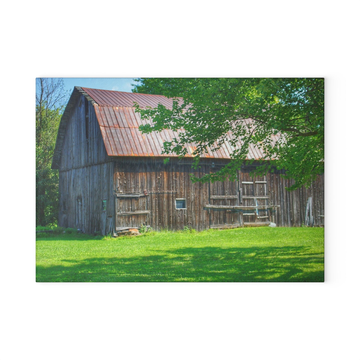 U R There Photography Sergent Road Grey Rustic Farmhouse Tempered-Glass Cutting Board