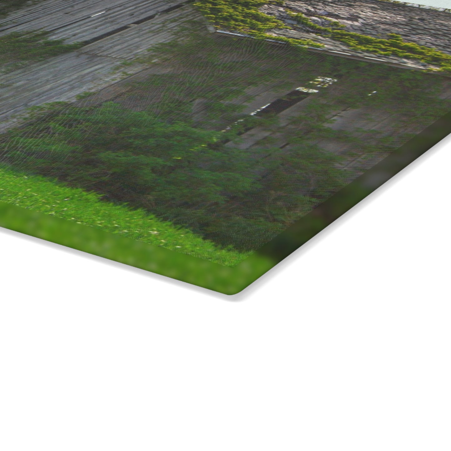 U R There Photography Caro Road Twin Grey I Rustic Farmhouse Tempered-Glass Cutting Board