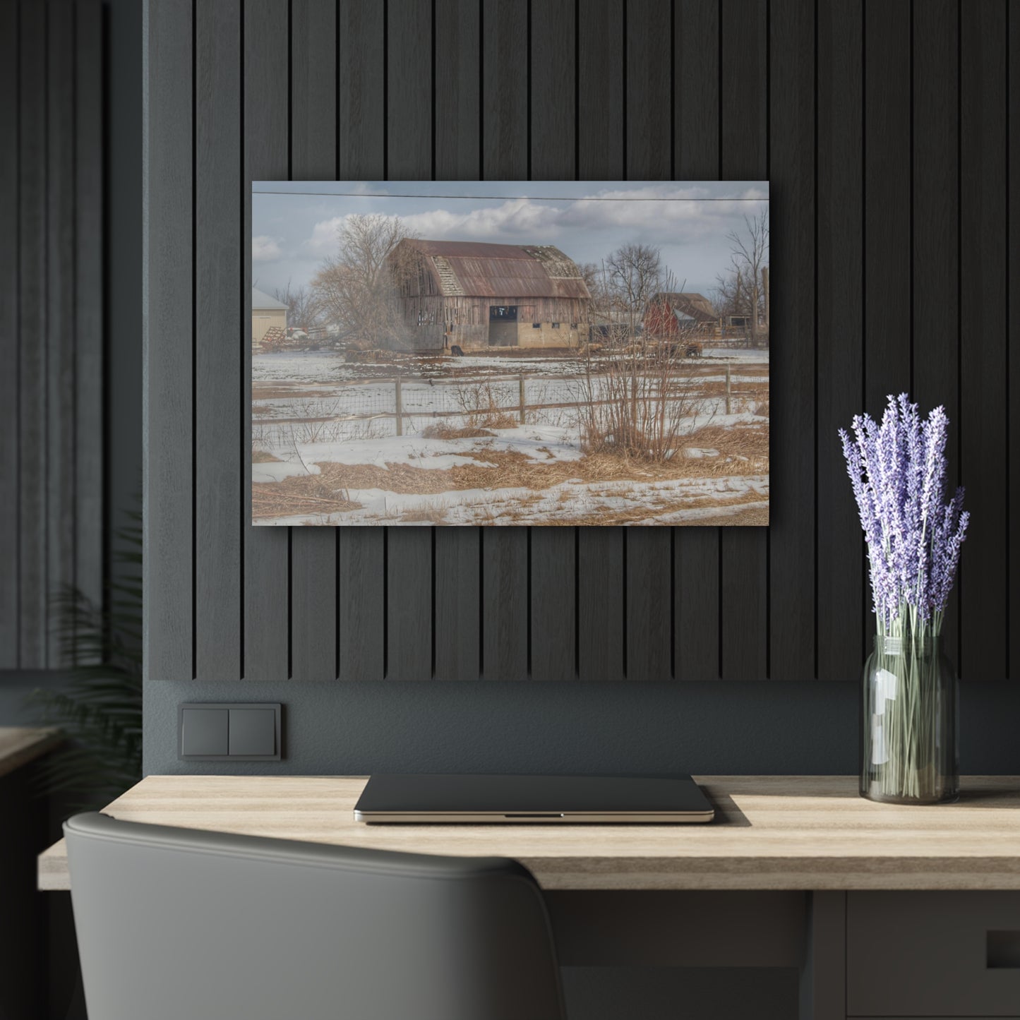 U R There Photography Babcock Road Red Rustic Farmhouse Acrylic Wall Print