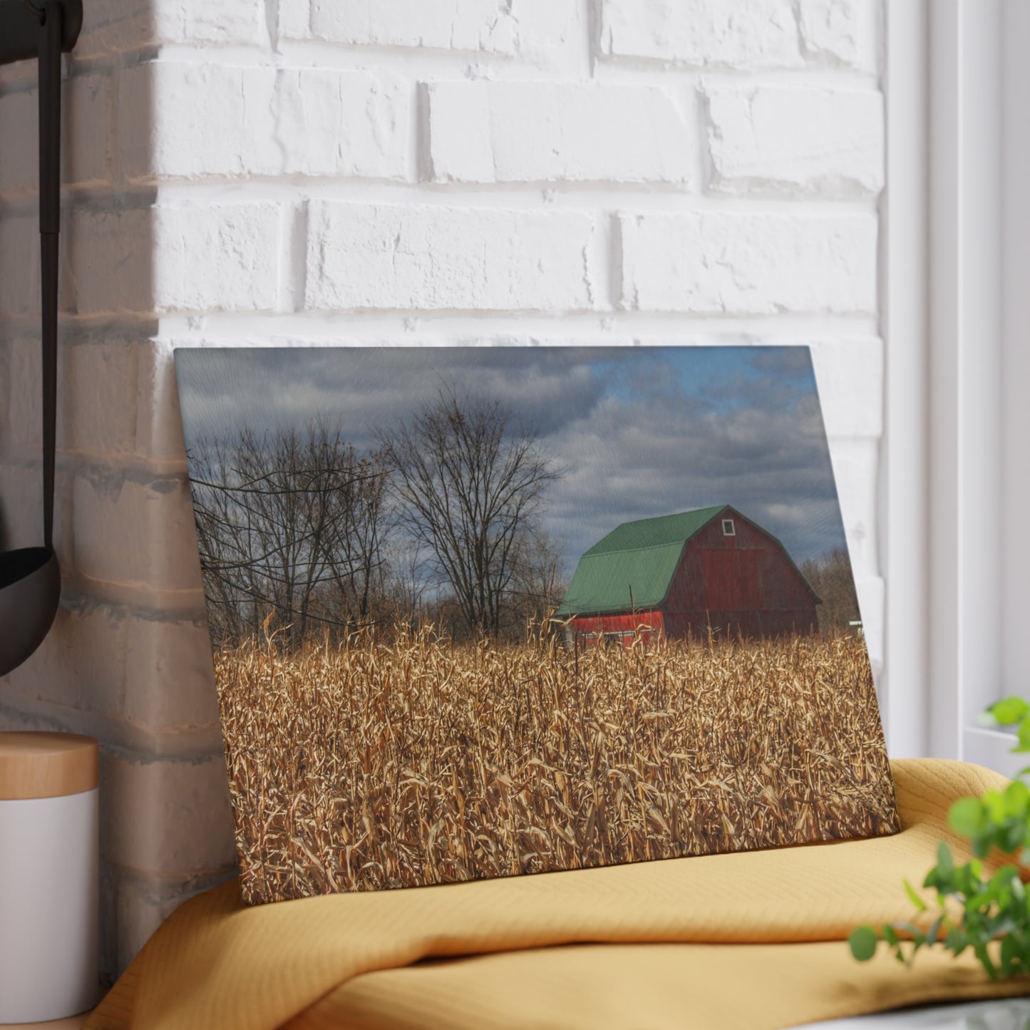 U R There Photography North Force Road Hidden Red Rustic Farmhouse Tempered-Glass Cutting Board