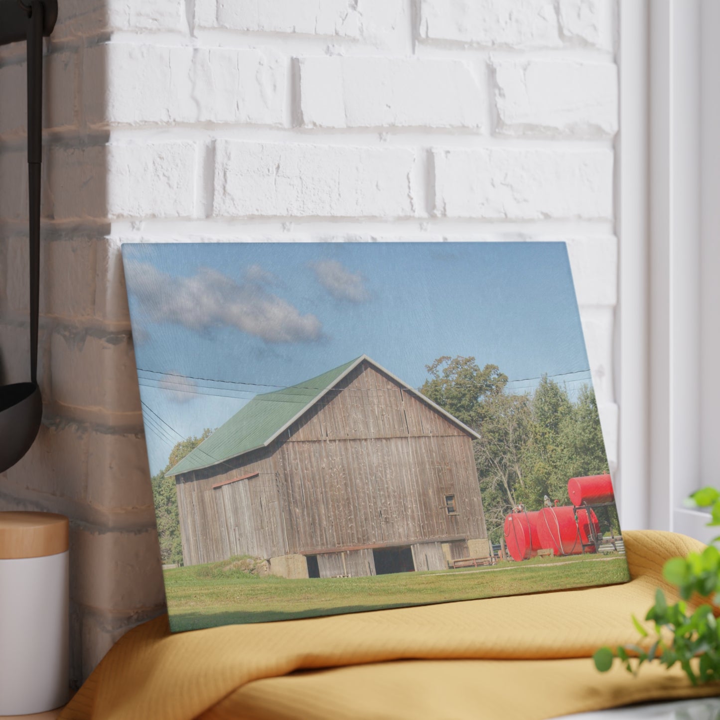 U R There Photography Kingston Road Grey Rustic Farmhouse Tempered-Glass Cutting Board