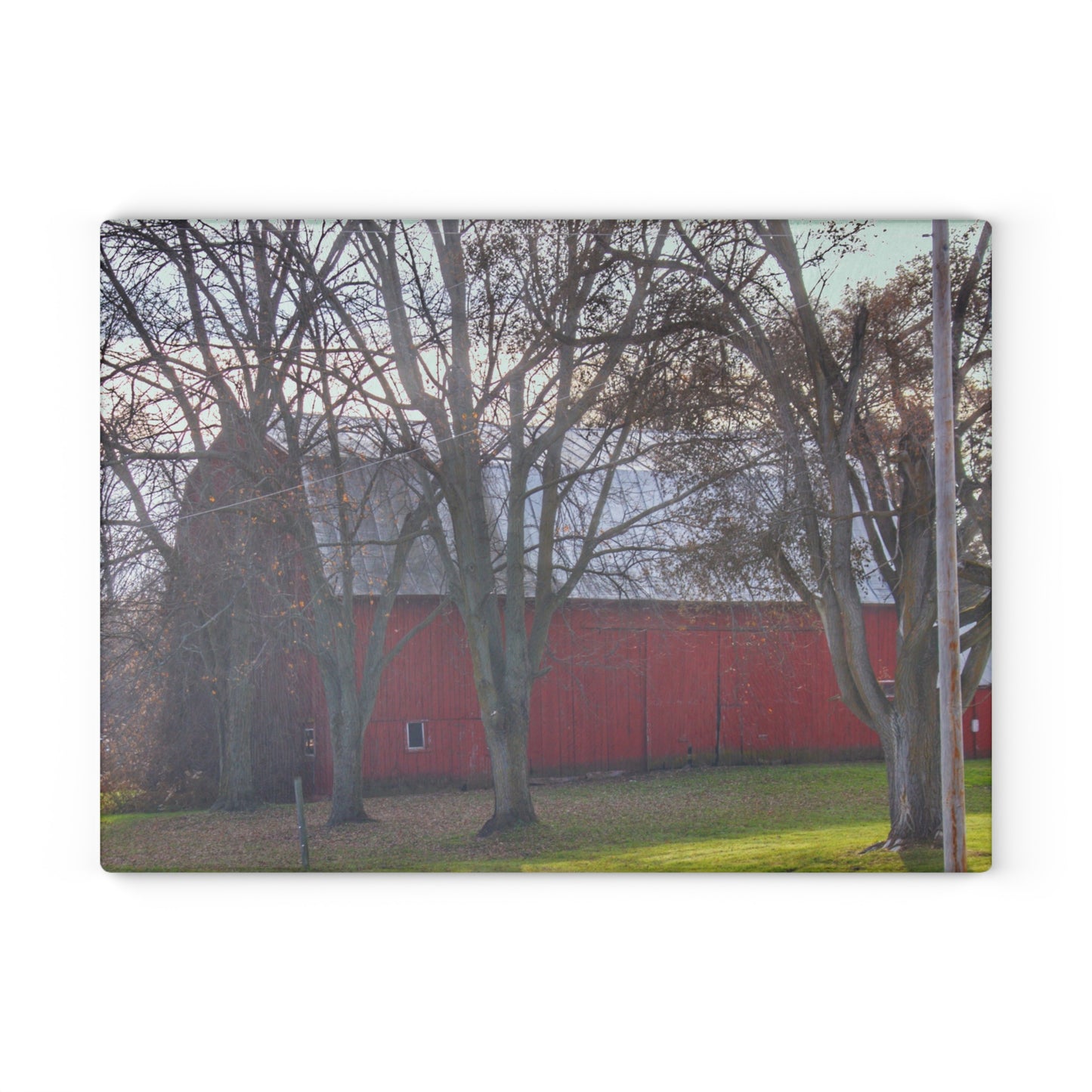 U R There Photography Vienna Road Hidden Red Rustic Farmhouse Tempered-Glass Cutting Board