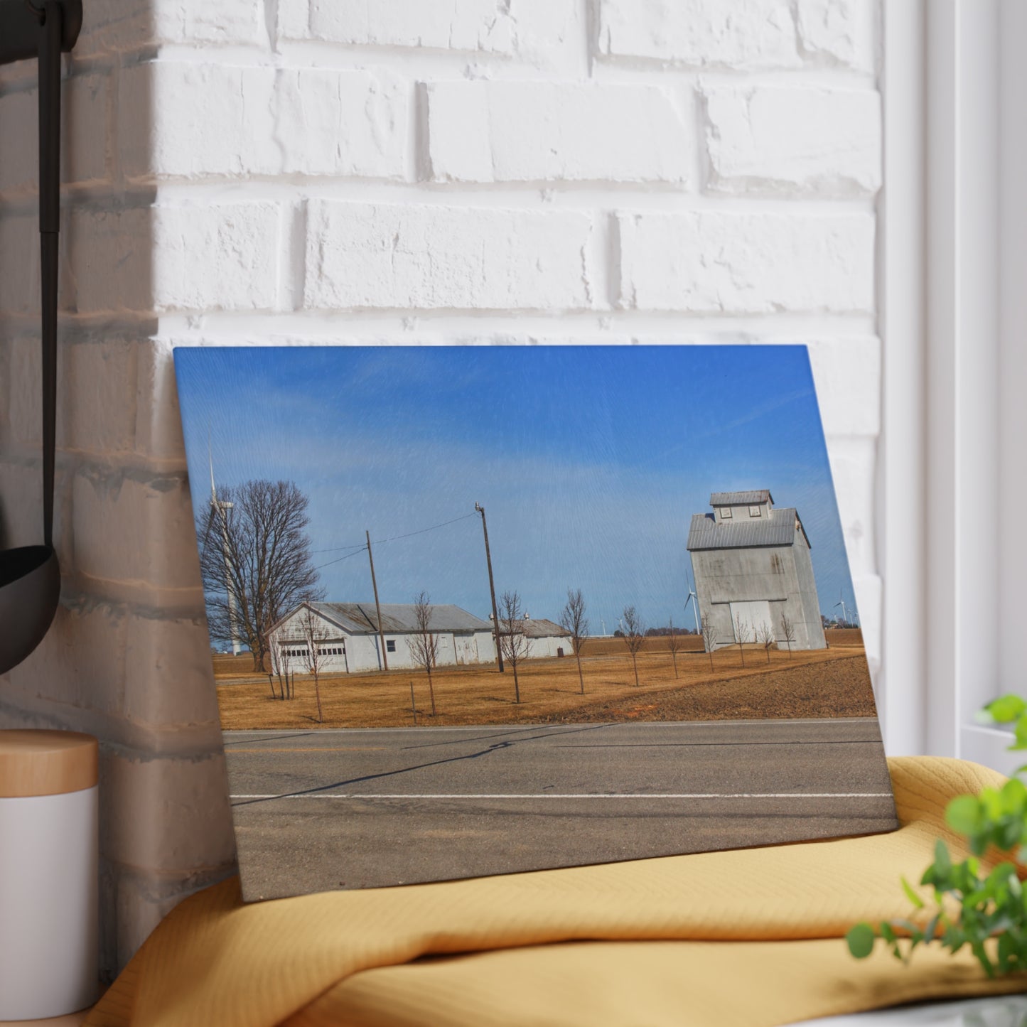 U R There Photography Sebewaing Road Whites Rustic Farmhouse Tempered-Glass Cutting Board