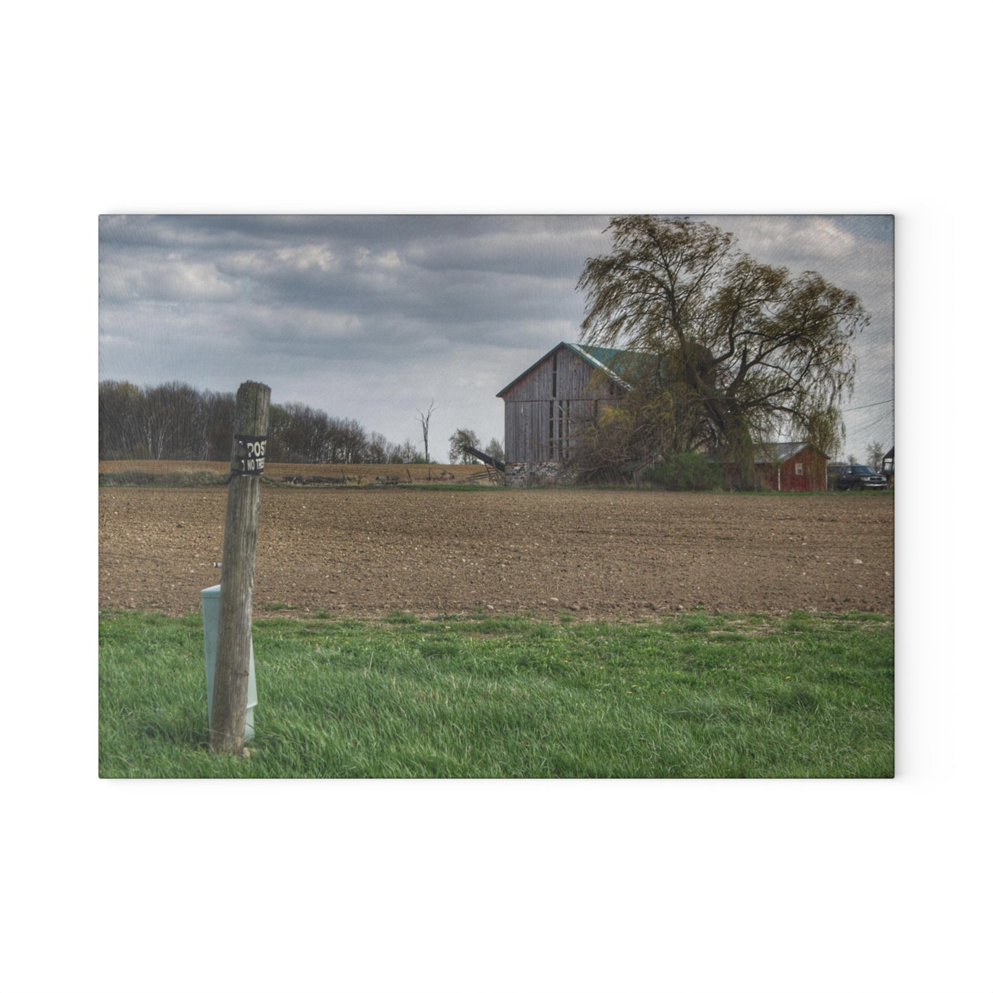 U R There Photography Cedar Creek Road Grey Rustic Farmhouse Tempered-Glass Cutting Board