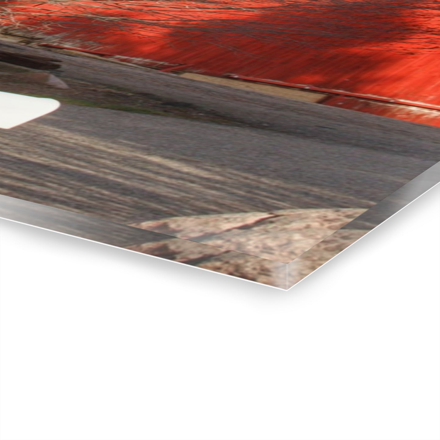 U R There Photography West Sutton Road Red Rustic Farmhouse Acrylic Wall Print
