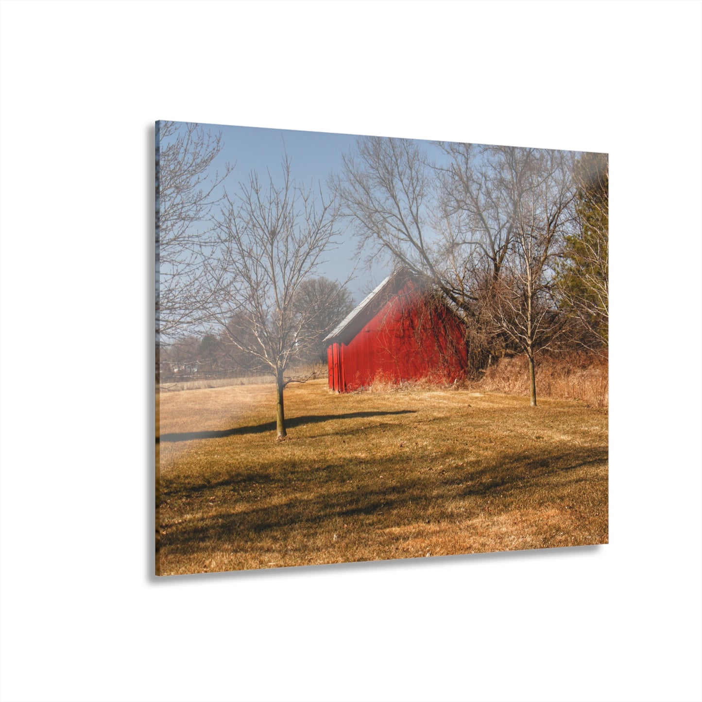 U R There Photography Romeo Plank Little Red Rustic Farmhouse Acrylic Analog Wall Clock