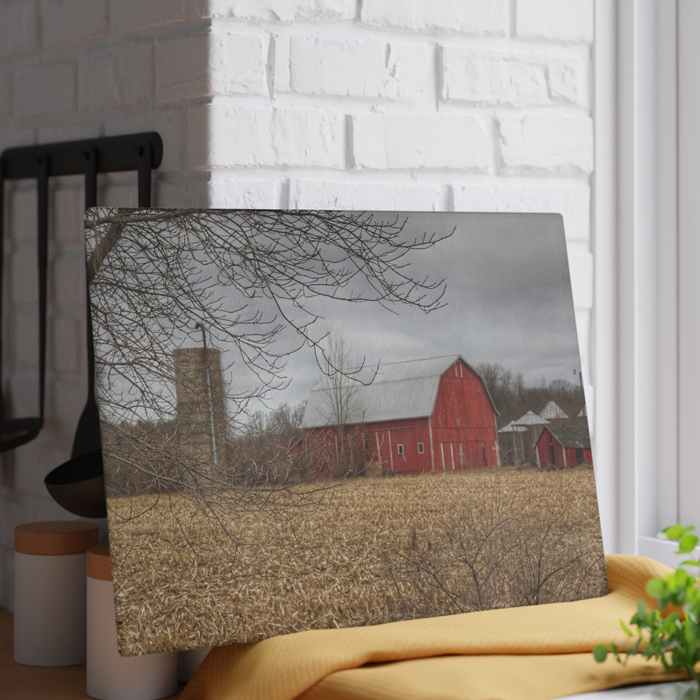 U R There Photography Barns of Arbela I Rustic Farmhouse Tempered-Glass Cutting Board