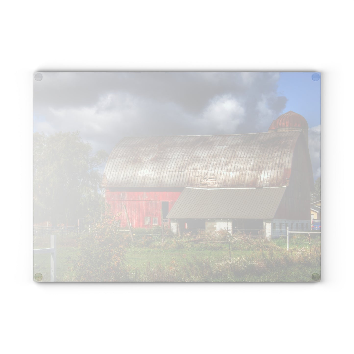 U R There Photography Washburn Rusted Red Rustic Farmhouse Tempered-Glass Cutting Board