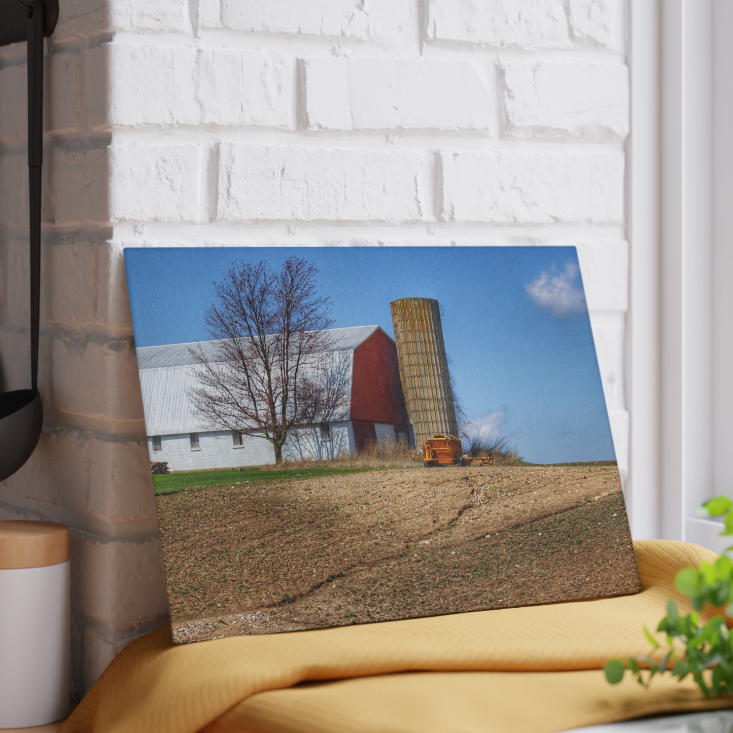 U R There Photography Shay Lake Red Rustic Farmhouse Tempered-Glass Cutting Board