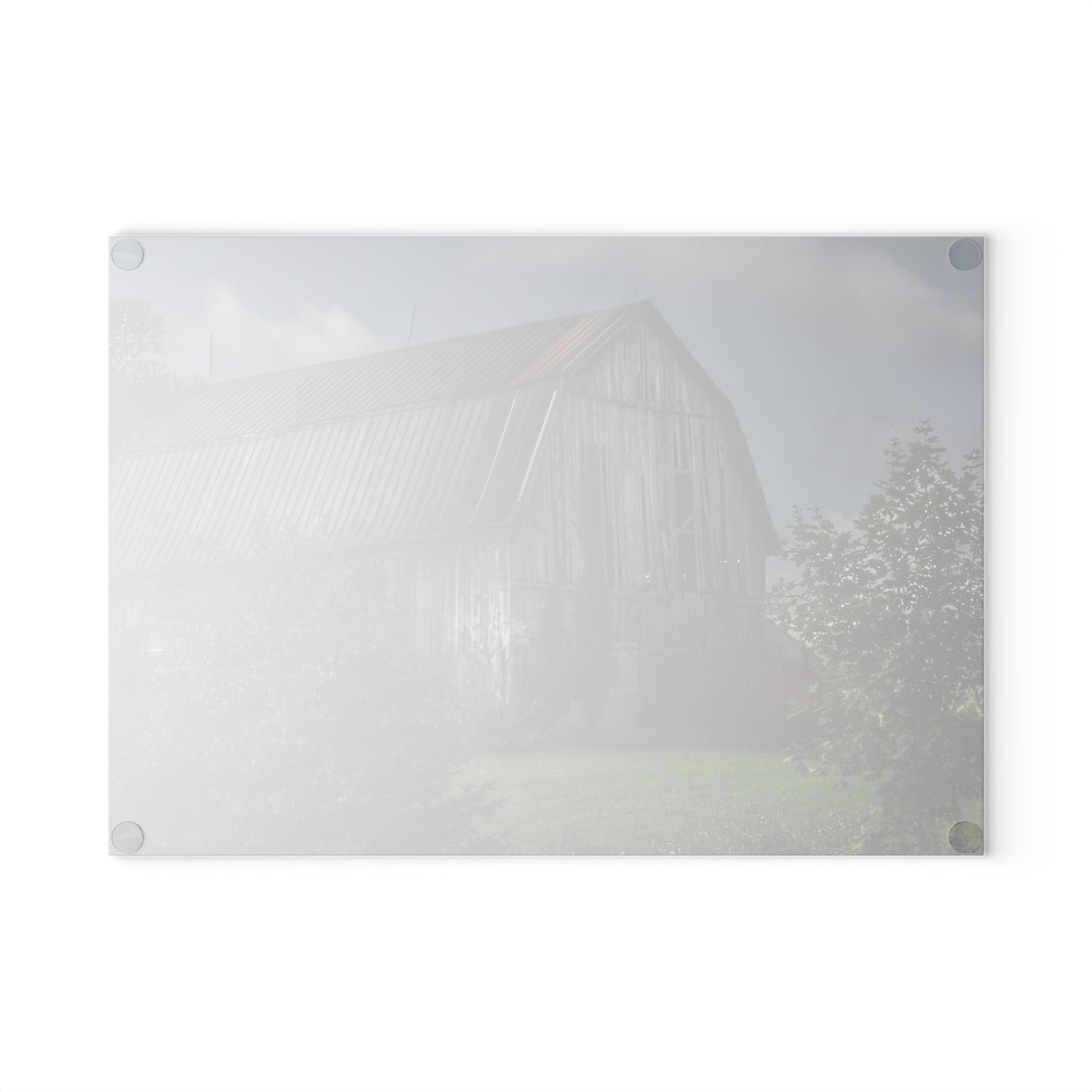 U R There Photography Columbiaville Grey Rustic Farmhouse Tempered-Glass Cutting Board
