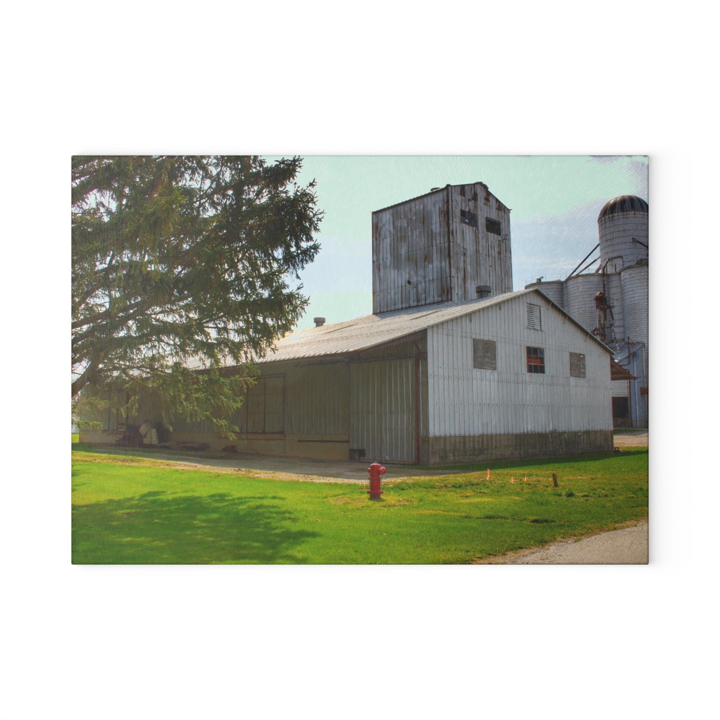 U R There Photography Unionville Grainery Rustic Farmhouse Tempered-Glass Cutting Board