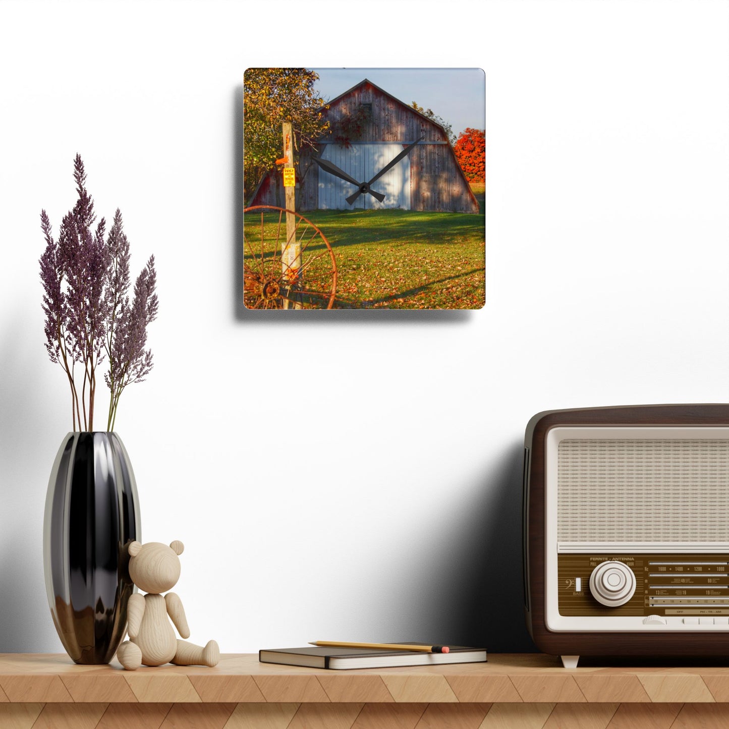 U R There Photography Cade Road Quonset Rustic Farmhouse Acrylic Analog Wall Clock