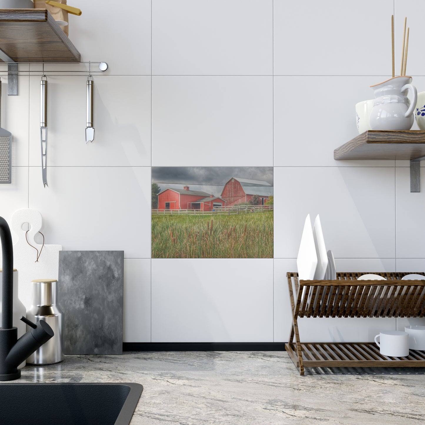 Rustic Farmhouse Wall Tile featuring Greenwood Reds