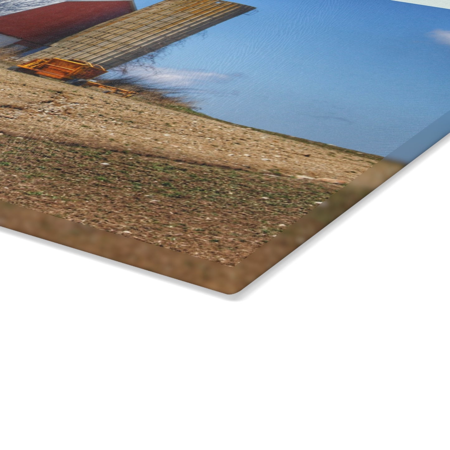 U R There Photography Shay Lake Red Rustic Farmhouse Tempered-Glass Cutting Board