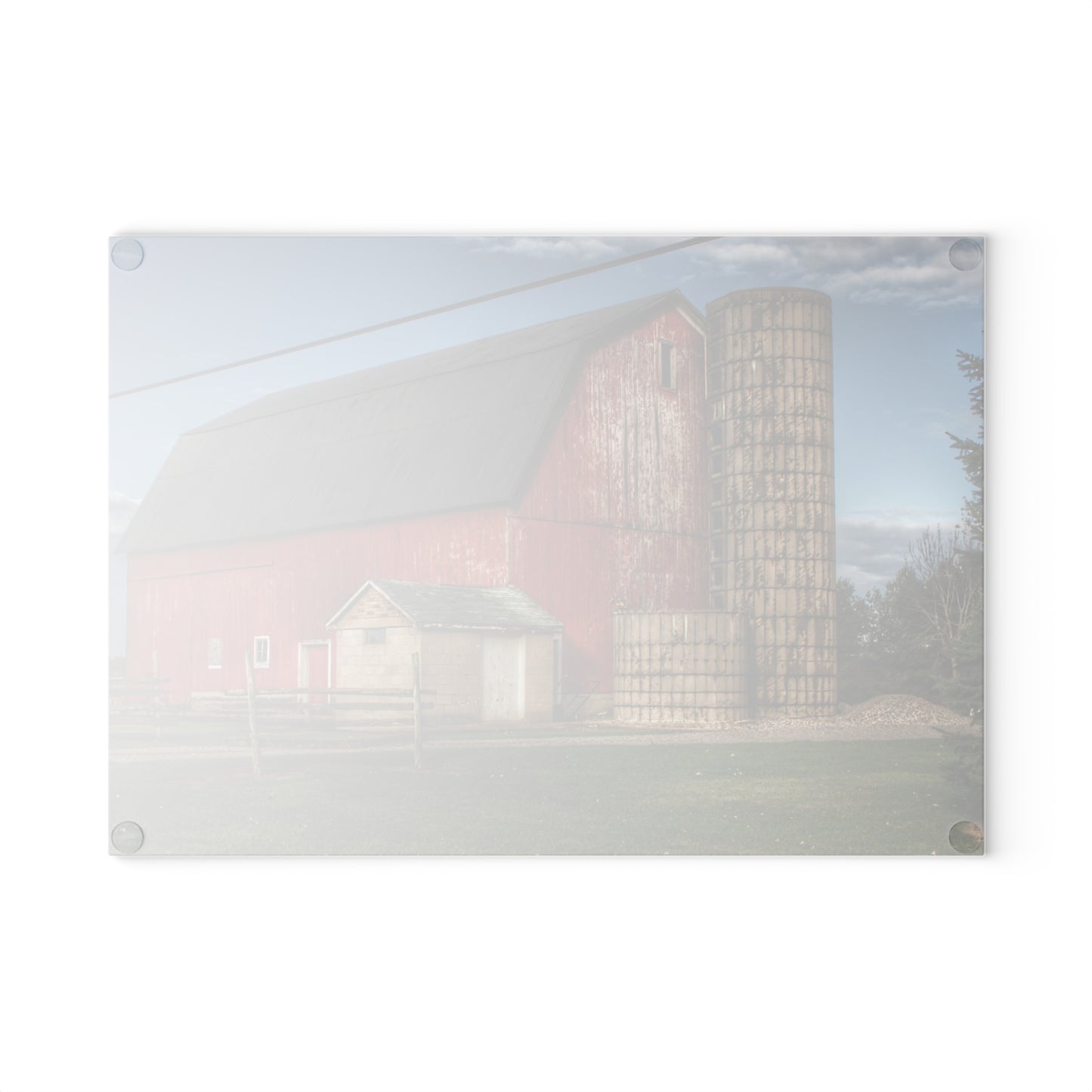 U R There Photography Brown City Lincoln Street Red Rustic Farmhouse Tempered-Glass Cutting Board