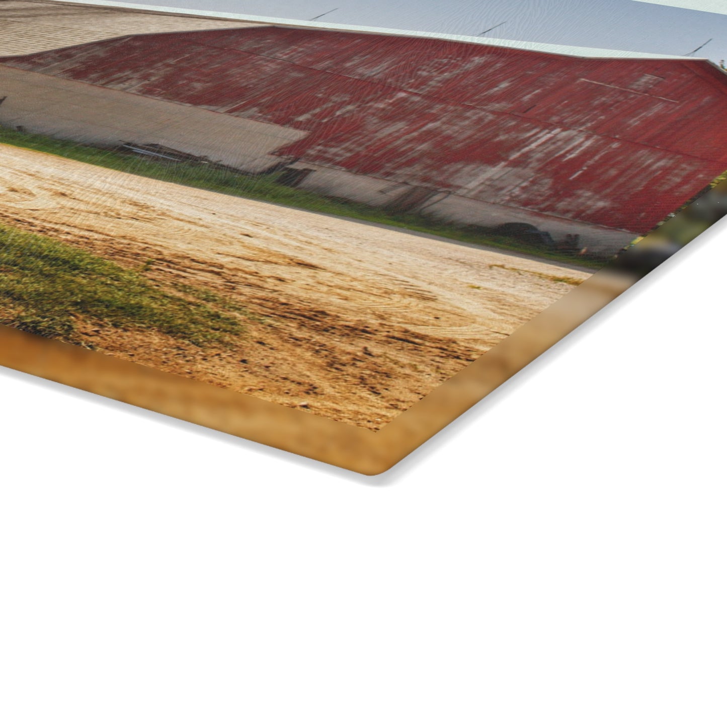 U R There Photography Quonset Barn Rustic Farmhouse Tempered-Glass Cutting Board