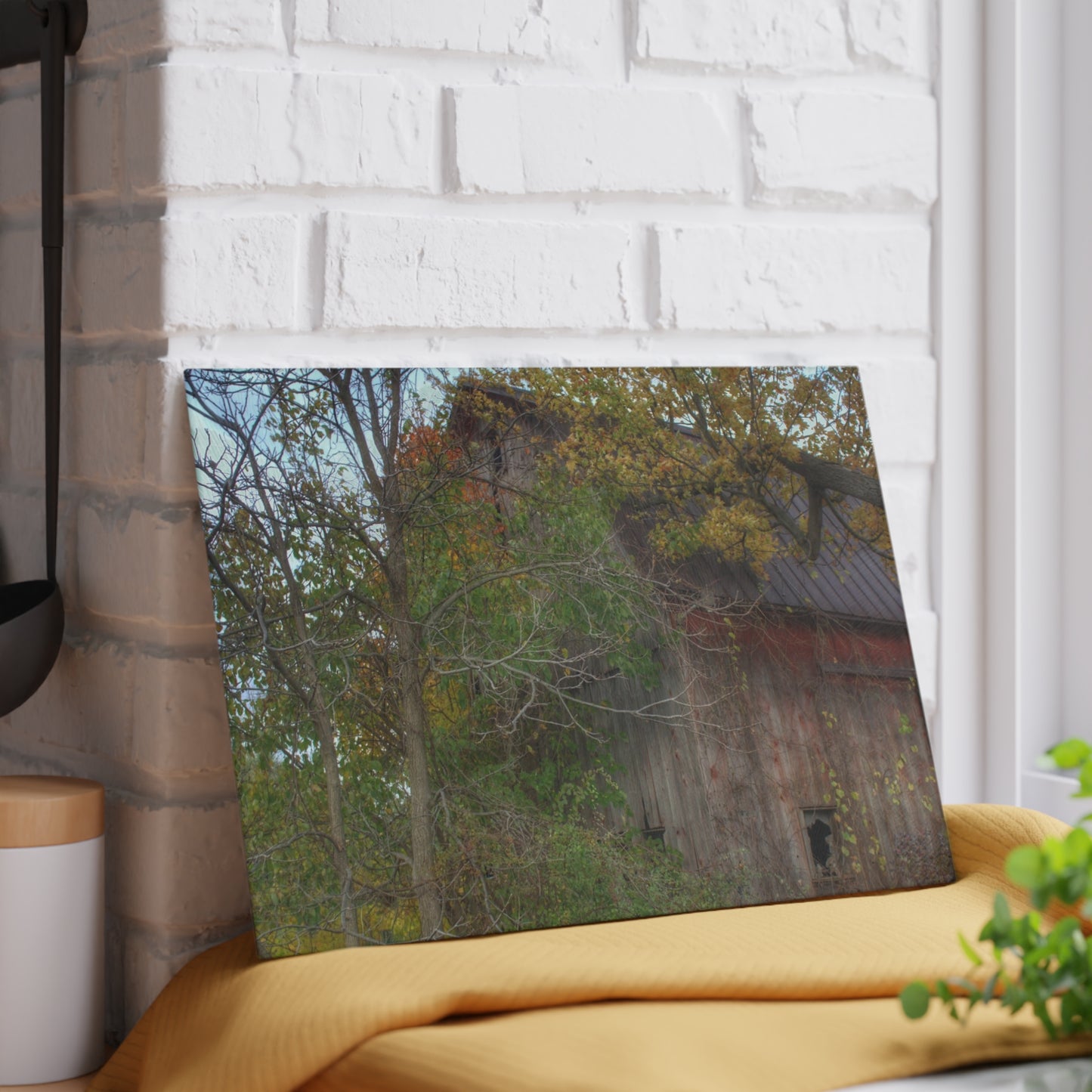 U R There Photography Annies Barn I Rustic Farmhouse Tempered-Glass Cutting Board