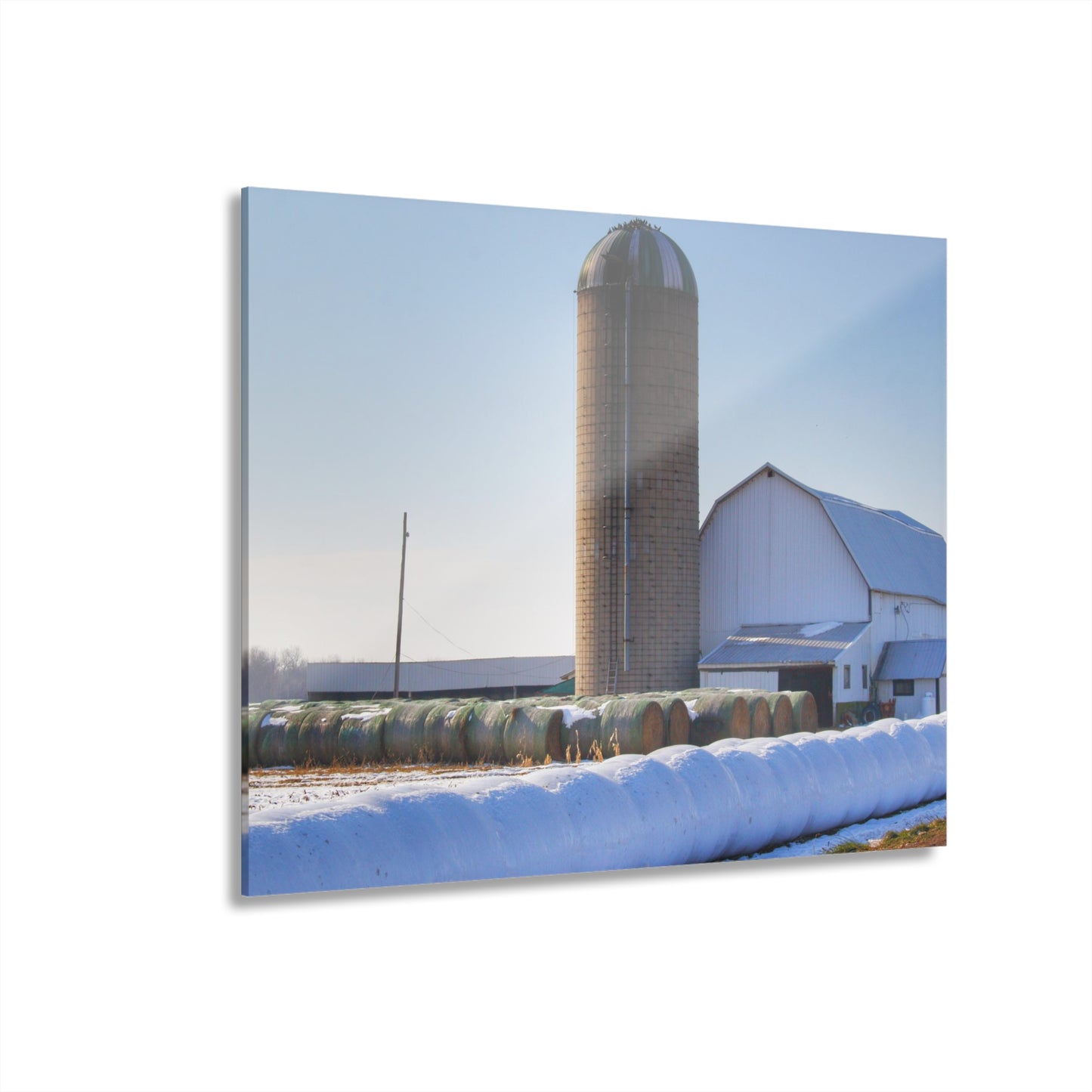 U R There Photography Bowers Road White in Winter Rustic Farmhouse Acrylic Wall Print