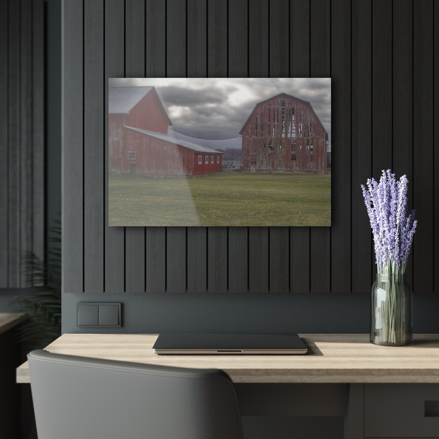 U R There Photography Church Road Reds Rustic Farmhouse Acrylic Wall Print