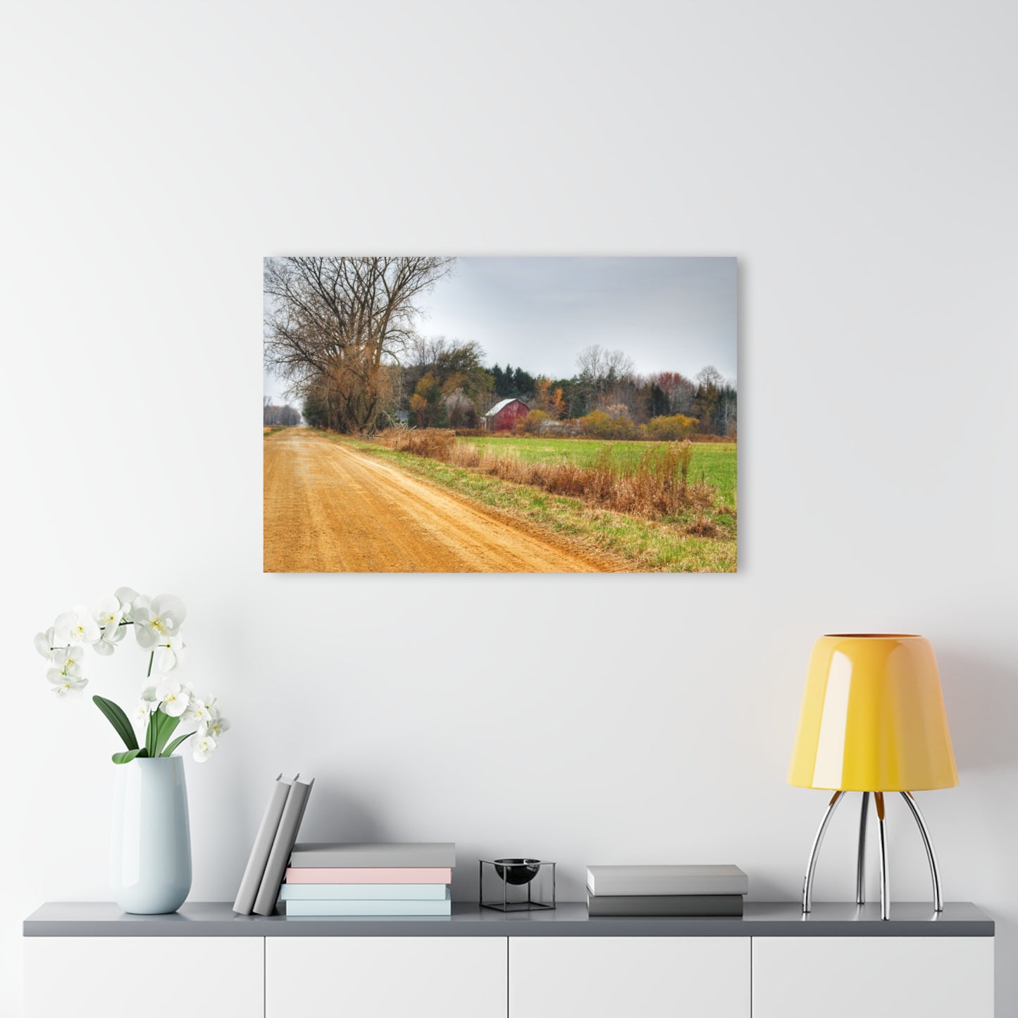 U R There Photography Stone Road Red Rustic Farmhouse Acrylic Wall Print