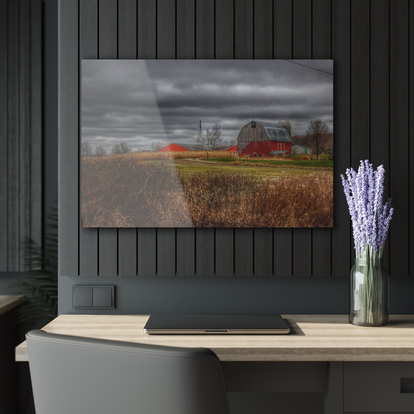 U R There Photography Slattery Road Grey Rustic Farmhouse Acrylic Wall Print