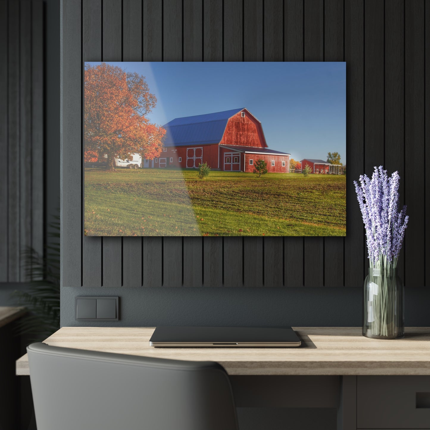 U R There Photography Shoemaker Road Red Rustic Farmhouse Acrylic Wall Print