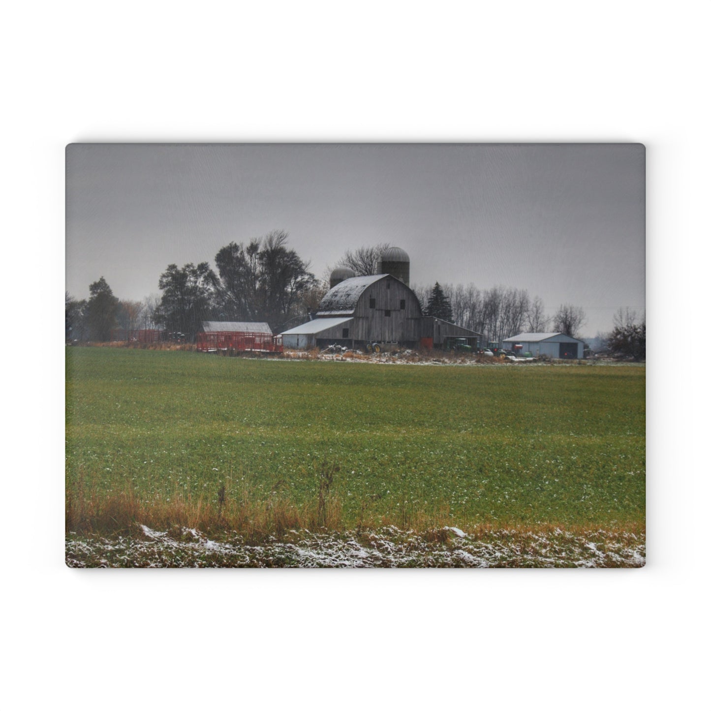 U R There Photography Shepard Road Grey Rustic Farmhouse Tempered-Glass Cutting Board